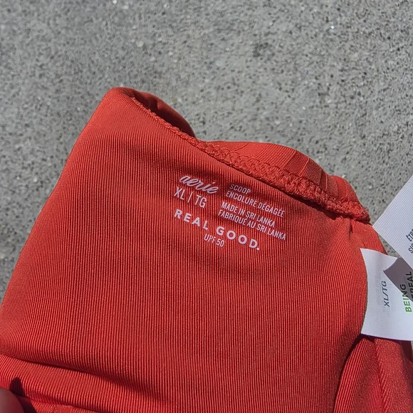 aerie Bright Red Ribbed Knot-Front Bralette - Picture 3 of 3